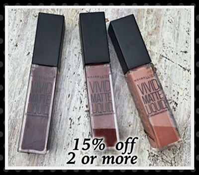 3 Maybelline vivid matte liquid Lipstick/Gloss Coffee Buzz,Nude Thrill,Cranberry