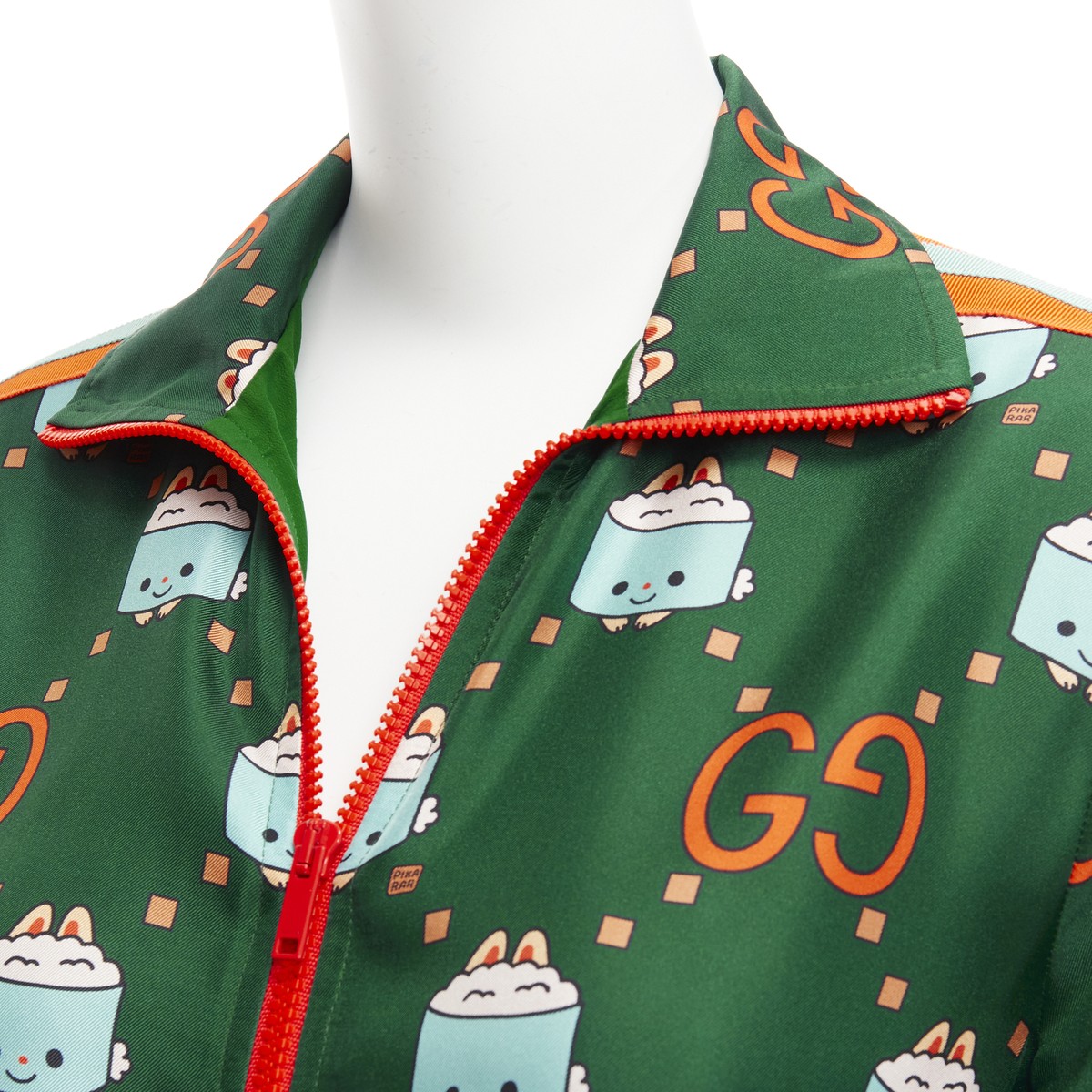GUCCI 2023 Pikarar GG logo monogram green orange silk track GUCCI 2023 Pikarar GG logo monogram green orange silk track