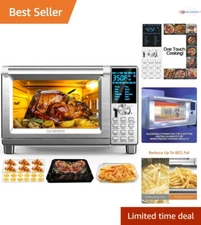 30-Qt Air Fryer Toaster Oven Stainless Steel Adjustable Temp Smart Control Co...