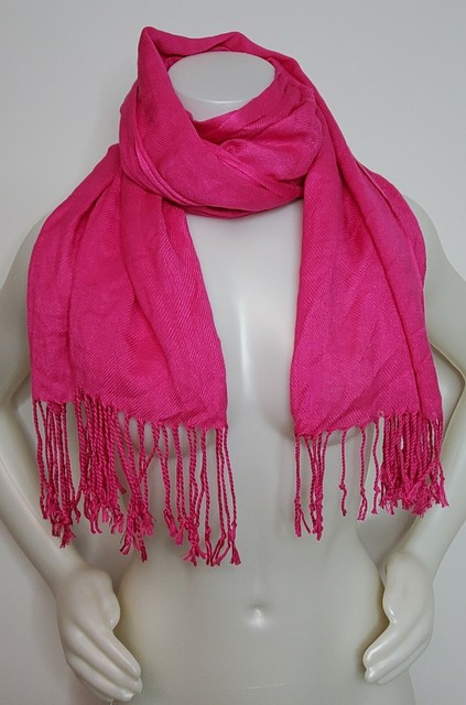 Hot Pink Neck Scarf Head Cover 29x72 inches Rectangle with fringes | eBay