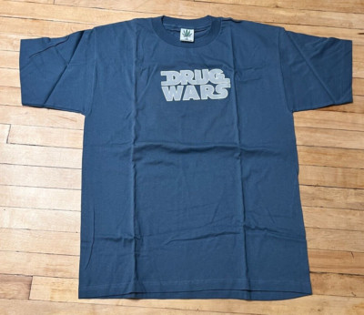 THC Clothing DRUG WARS vtg 90s T-shirt XL street wear Gangsta RARE gray blue