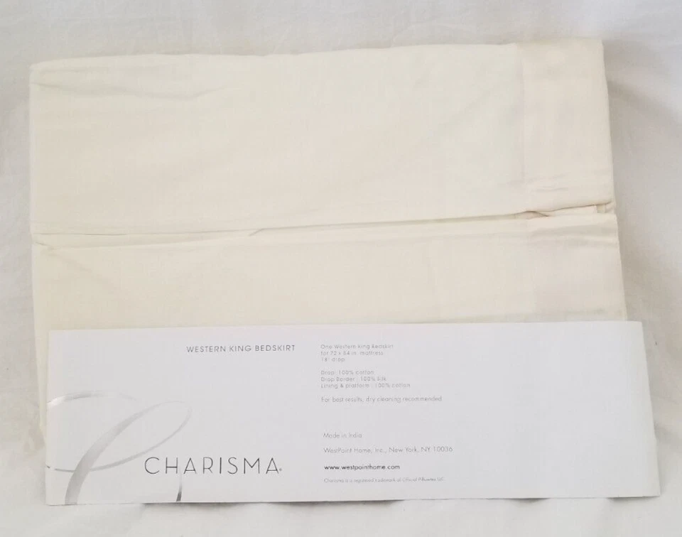 Charisma Marais Pearl Western California King Bed Skirt $145 NIP - Image 3 of 4