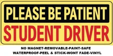 1 Pcs Student Driver Car Signs Please Be Patient Car Bumper Sticker Decal