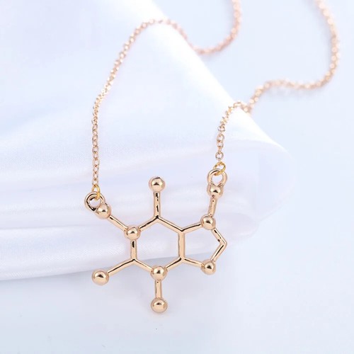 Stylish Caffeine Molecule Pendant Necklace - Chemistry Charm Jewelry Chain - Picture 2 of 9