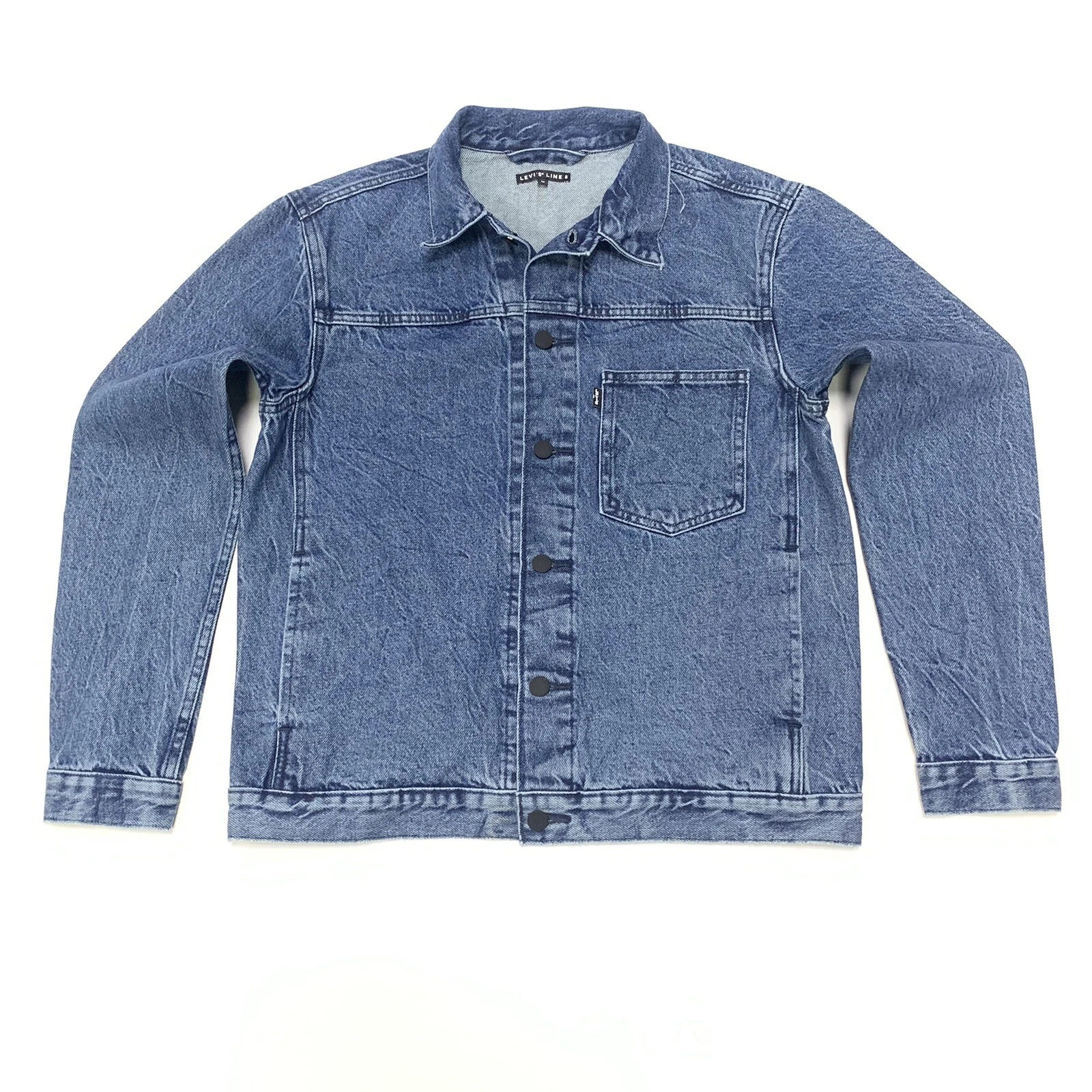 Levis Men's Line 8 Denim Trucker Jacket In Muscle Wash Blue In Size M
