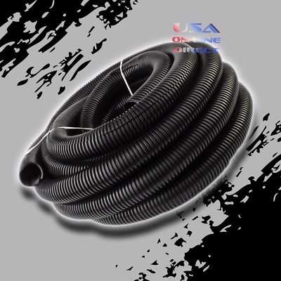 1'' Conduit Car Home Boat 10 Foot Tubing Split Wire Loom Black Color Sleeve Tube