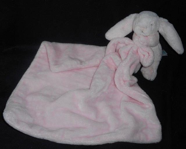 LITTLE JELLYCAT PINK BUNNY RABBIT BABY SECURITY BLANKET STUFFED ANIMAL