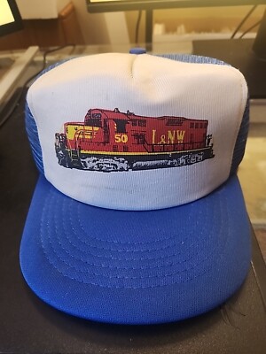 50 L&NW Train Foam Hat trucker vtg blue louisiana and north west gp7 locomotive