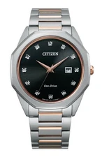New Citizen Eco-Drive Corso Diamond Two-Tone Steel Bracelet Watch BM7496-56G