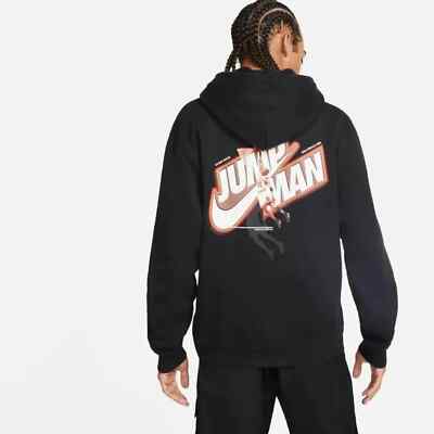 Vintage Nike Air Jordan Jumpman Fleece Pullover Hoodie Black Men's size  Medium