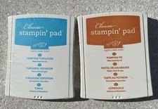 Stampin Up Classic Stampin Pad Lot Of 2 Tempting Turquoise Pumpkin Pie Colors