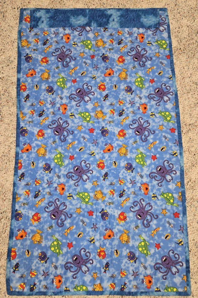 Edredón para bebé niño pequeño cama cuna colgante de pared decoración manta peces vida marina 22,5x40 pulgadas Foto 3 de 4