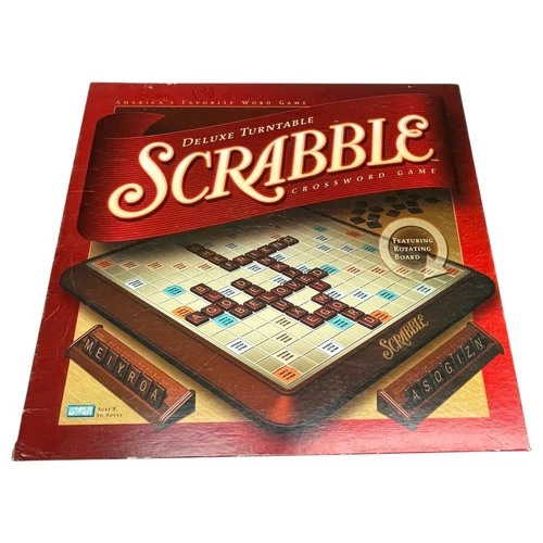 Vintage 2001 Deluxe Turntable Scrabble Board Game Parker Bros Complete Box Wear