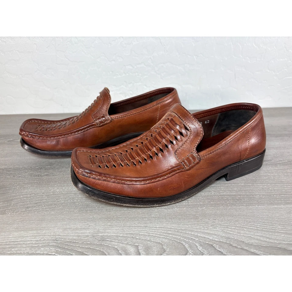 Patrick Cox Wannabe Woven Leather Loafers Brown EU 42 / US 9 Vintage Y2K Italy - Image 2 of 4