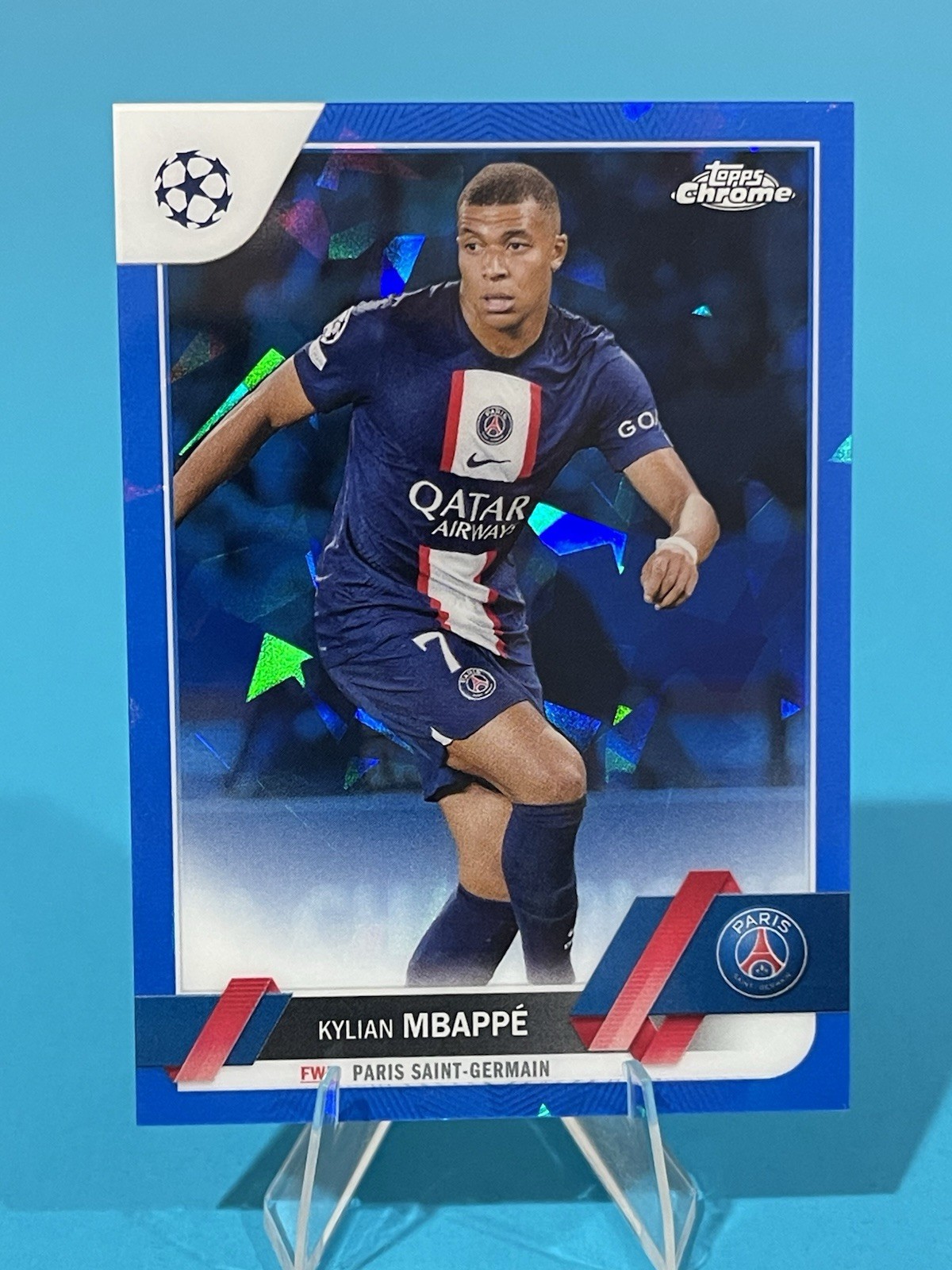 Kylian Mbappe Blue Sapphire 2022-23 Topps Chrome UEFA Champions League #100 view 1
