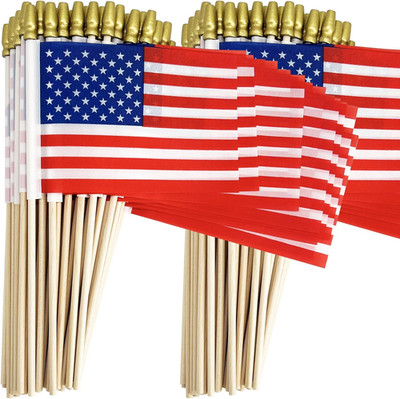 100 pack Fade Resistant Small American Flags On Stick,4x6 Inch US Flags for Outs