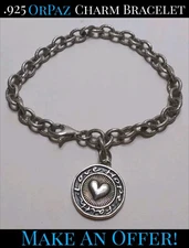 ✨VINTAGE✨ Hard To Find OrPaz .925 Sterling Silver Love Hope Faith Charm Bracelet