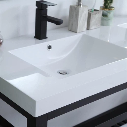 Elegant Decor Raya 60" Double Resin Top Metal Bathroom Vanity in Black - Picture 12 of 14