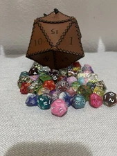 D&D, D20 Dice Bag, Polyhedral Dice Pouch  Drawstring Bag+ Bonus 45 Random Dice
