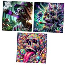 3 Pack Diamond Art Kits for Adults 14x14 Inch Skull - 3 Pack