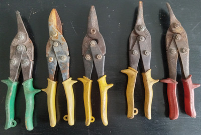LOT OF 5 WISS M3 M2 Right Cut Offset Metal Tin Snips Shears + 3 UNMARKED