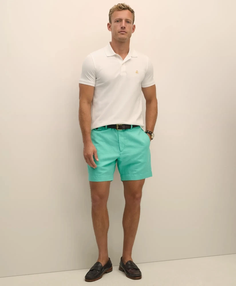 NEW Brooks Brothers 7" Linen Cotton Shorts Turquoise SIZE 36 /100%AUTHENTIC