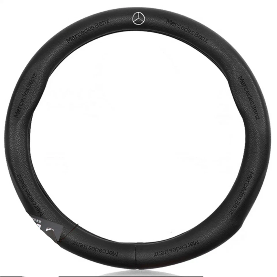 38CM Diamater Genuine Leather Pinhole Car Steering Wheel Cover For Mercedes-Benz - Image 2 of 3