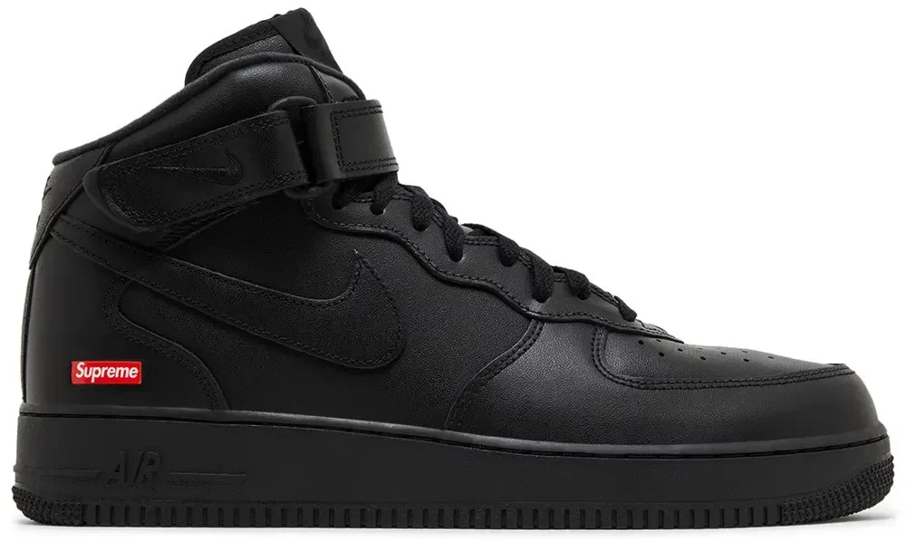 Nike Supreme x Air Force 1 Mid Box Logo - Triple Black for Sale