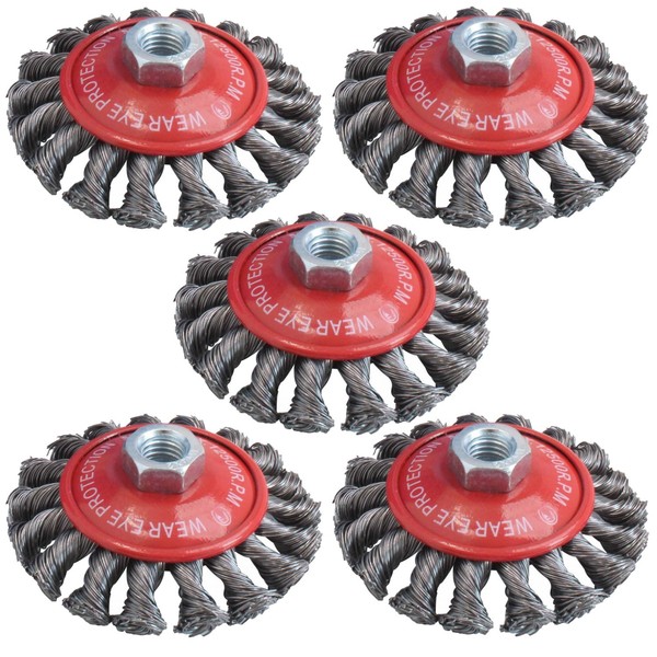 5X KegelbüRste TopfbüRste 100Mm DrahtbüRste Gezopft M14 Flex & Winkelschleifer-image