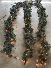 3 Strands  Frontgate Holiday Collection. 9’ X 18” Classic Garland Clear Pre-lit