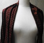 Tapestry Reversible Burnt Orange Wrap w/ Crinkle Segments 81" Long, Fringed — photo 7