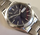SEIKO 7N43-9070 JAPAN VINTAGE BLUE DIAL 37MM ALL ST STEEL QUARTZ MEN DATE WATCH