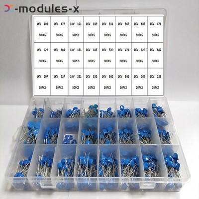 700pcs 1KV Ceramic Capacitor Assortment Kit 10PF-821PF 24 Values High Voltage *v