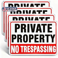 No Trespassing Signs Private Property 4-Pack , 10x7 Inch Reflective Rust-Proof