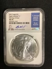2021 SILVER EAGLE NGC MS70 RHETT JEPPSON SIGNED FIRST DAY OF ISSUE FDI TYPE 2