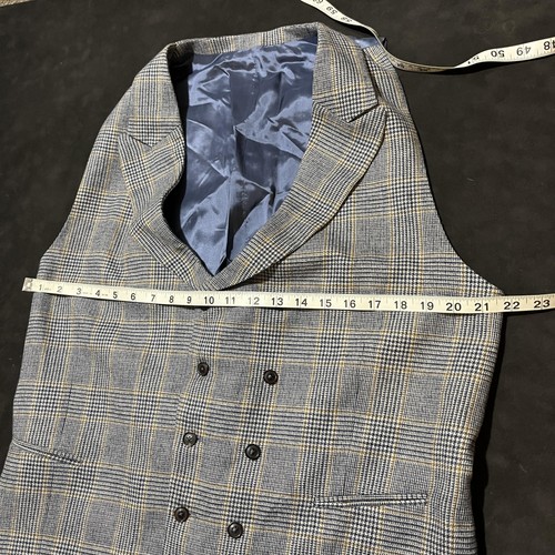 Walker Slater Francis Waistcoat Mens 42 Plaid Wool Cashmere Double Breasted Vest - Picture 8 of 9