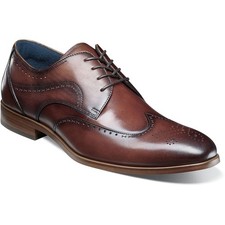 Stacy Adams Bryant Brown Smooth Burnished Leather Wing Toe Oxford USA Men Size 