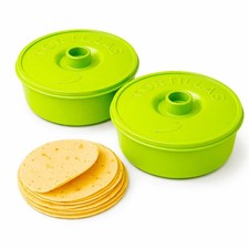 2 Pack 8.5" Tortilla Warmer with Lid BPA Free Microwave Safe Holder