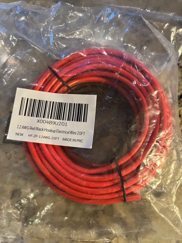 12 AWG Red Black Hookup Electric Wire 20FT