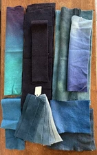 Wool Fabric Lot Primitive Rug Hooking Applique Blue Navy Solid Overdye Ombre