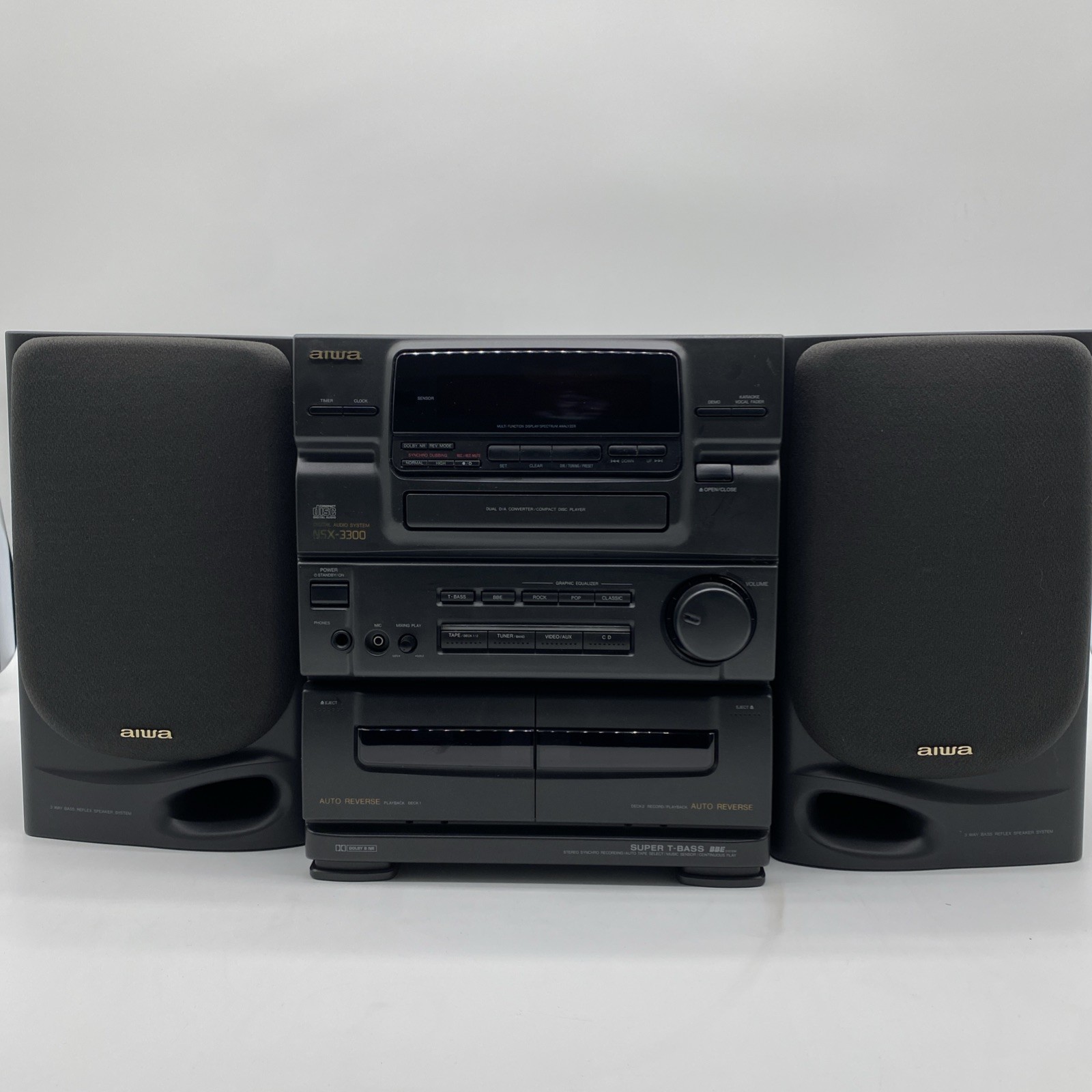 AIWA Cassette Receiver NSX-3300 CD Stereo Super Bass Tested 