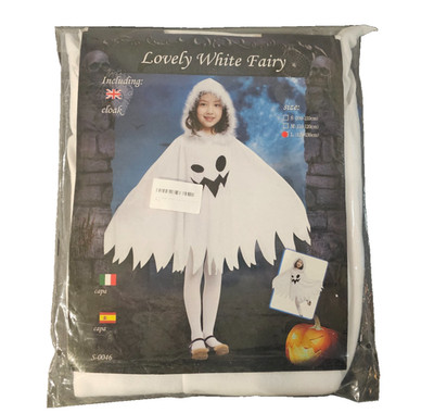 Lovely White Fairy Kids Ghost Costume Cloak Cape Small 110-120 cm