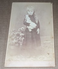 Cabinet Card Young Blonde Hair Girl Holding Her Doll