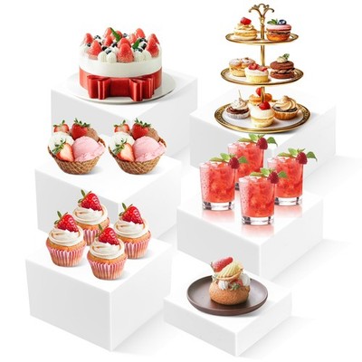 6PCS White Buffet Risers for Buffet Table Display and Stands,Dessert Table Di...