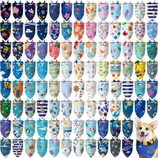 Huhumy 100 Pcs Ocean Dog Bandanas Bulk Pet Bibs Colorful Triangle Pet Ocean S...