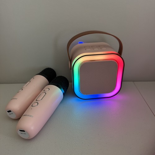 Karaoke Machine for Adults & Kids Mini Portable Bluetooth with 2 Microphones
