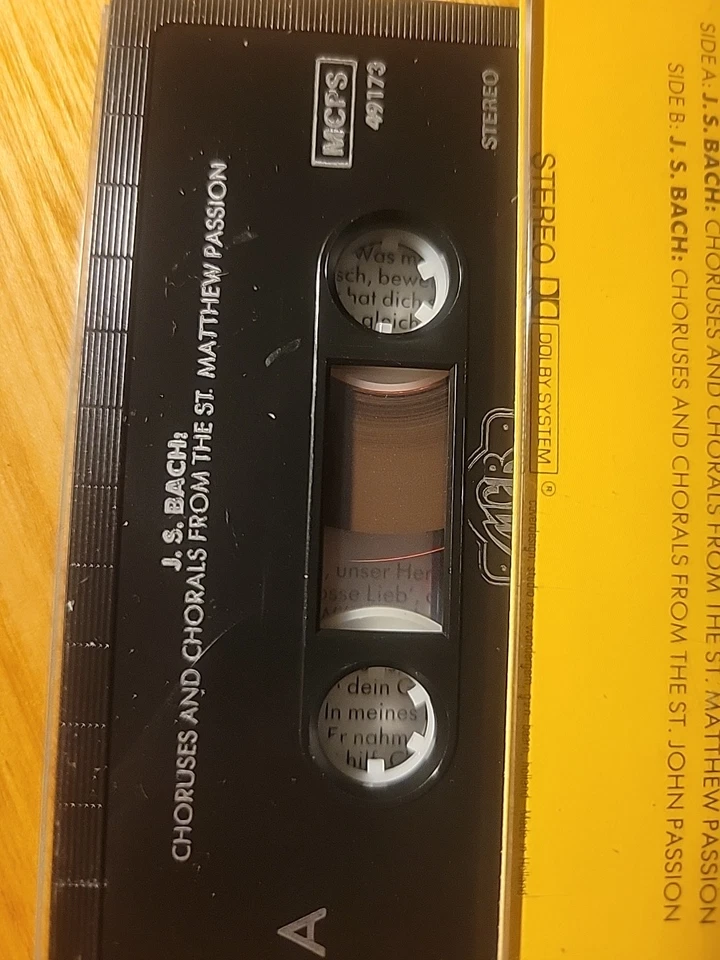 Bach choruses and chorals from St.Matthew/St.John passion cassette - Image 3 of 3