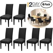 6 Fundas Para Sillas De Comedor Negra Forros Resistencia Al Agua Juego En Oferta