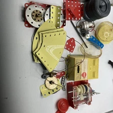 Vintage lot of A.C. Gilbert Erector Set Parts. Power panel… see description.