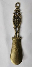 Vintage Solid Brass Shoe Horn St Nicholas Sinterklaas Bishop Ornate Antique 7"